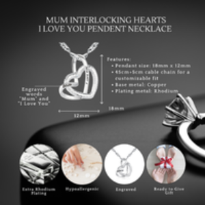 Everlasting Love Mum Interlocking Hearts Rhodium-Plated Necklace - Gift Boxed Sentimental Jewellery | Wowcher