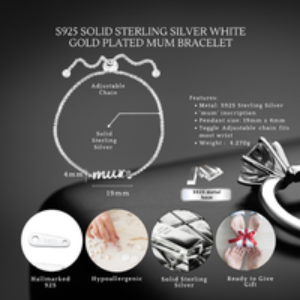 S925 Sterling Silver Adjustable Mum Bracelet - Hypoallergenic