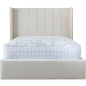 Elegant Boucle Panel Wing Bed Frame & Sturdy Base - Modern Design | Wowcher