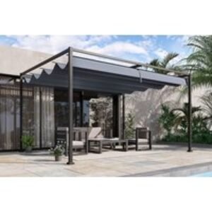 Outsunny Metal Retractable Garden Pergola - UV-Resistant