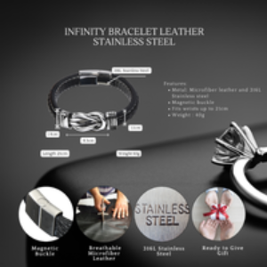 Men's Infinity Leather Bracelet - Personalised Gift for Grandad