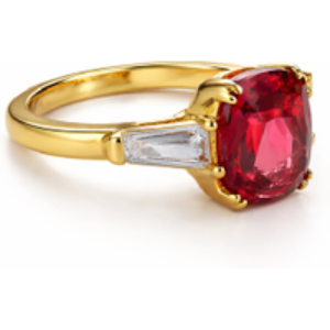 Diamond Style London Ruby Red Gold Plated Statement Ring - Oval Crystal Gemstone | Wowcher