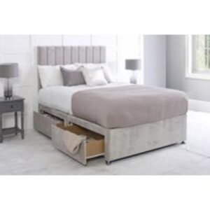 Cream Divan Bed with Storage Drawers & Headboard - Premium Fabric