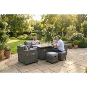 Luxurious 6-Piece Rattan Dining Set with Fire Pit | Wowcher