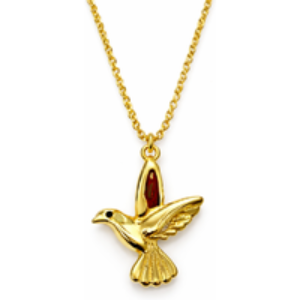 Diamond Style London 14ct Gold Plated Hummingbird Pendant Necklace with Crystals - Adjustable Chain | Wowcher