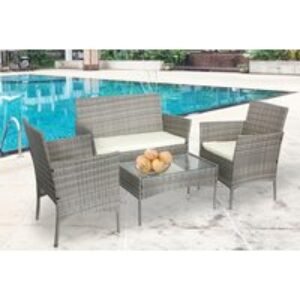 Weather-Resistant 4-Seater Rattan Garden Furniture Set - Modern & Durable | Wowcher