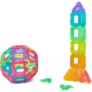 Kids' 60 Piece Giant Polydron Translucent STEM Building Set - Creative Construction Toy for Ages 2+ | Wowcher