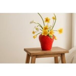 Handcrafted Ceramic Strawberry Vase - Quirky Home Decor in Red or Pink