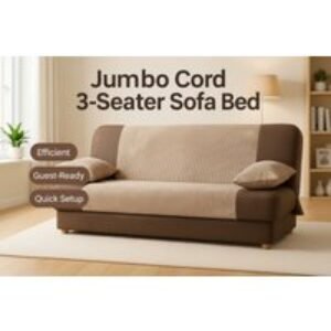 Jumbo Cord Fabric 3-Seater Sofa Bed - Modern Convertible Fabric Sofa