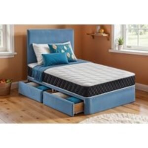 Kids Plush Velvet Divan Bed with Memory Mattress & Storage | Wowcher