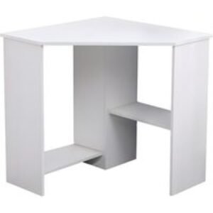 Compact Corner Desk with Storage Shelves - Space-Saving Living Room Workstation