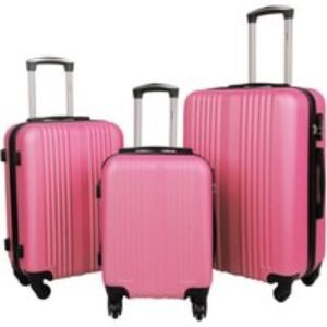 3pc Striped Luggage Set - Durable Hardshell Suitcases for Summer Adventures | Wowcher