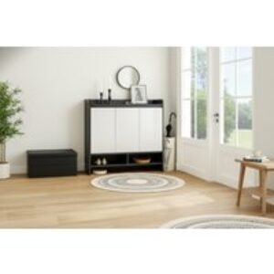 High Gloss Grey Modular Shoe Cabinet - Wood