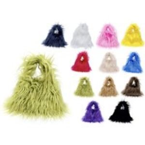 Black Women's Faux Fur Plush Shoulder Bag - 12 Colours