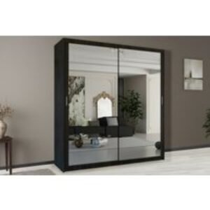 Contemporary MDF Mirrored Sliding Door Wardrobe - Space-Saving Storage