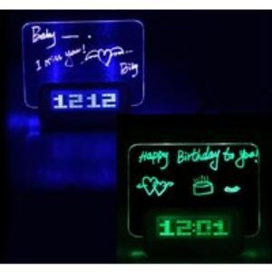 3in1 Digital Alarm Clock Memo Board & LED Night Light - Modern Multi-Function Desk Decor | Wowcher