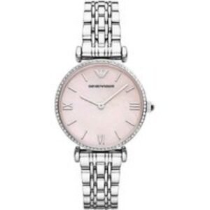 Women's Emporio Armani AR1779 Quartz Watch - Silver & Pink | Wowcher