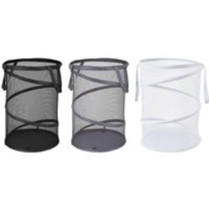 Collapsible Spiral Mesh Laundry Basket - Space-Saving Hamper