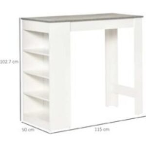 Contemporary White & Wood Bar Dining Table with 4-Tier Storage - Space-Saving Compact Design | Wowcher