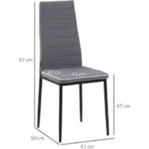 Set of 4 Modern Linen-Look High Back Dining Chairs - Ergonomic