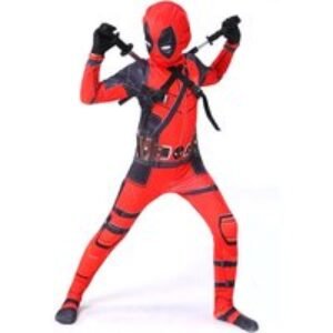 Kids Deluxe Deadpool Superhero Costume - Full Body Suit & Mask