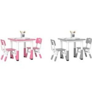 Kids' 3-Piece Adjustable Table and Chair Set in Two Colours | Wowcher