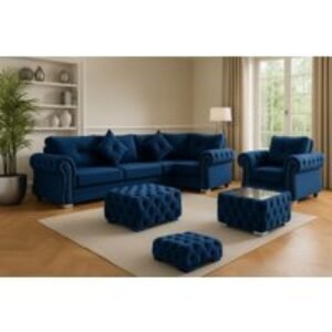 Falcon Plush Velvet Corner Sofa - Modern L-Shaped 4-Seater