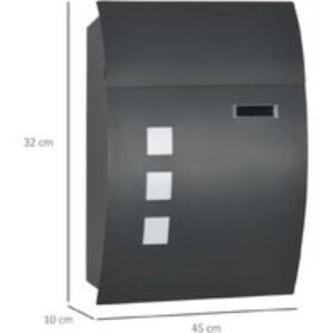 Lockable Steel Wall-Mounted Post Box - Weatherproof Outdoor Mail Storage