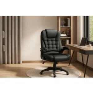 Ergonomic Heated Massage Recliner Office Chair - Linen Upholstery