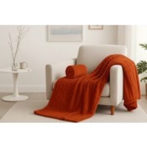 Chunky Ribbed Velvet-Touch Throw Blanket - Ultra-Soft Microfibre