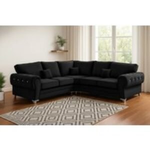 Verona Plush Velvet Fullback Corner Sofa - Large Modern Family Seating