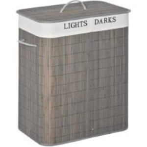 Freestanding Bamboo Laundry Basket Set - Dual Compartments