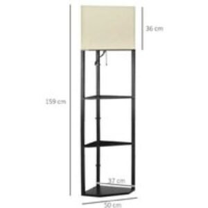 Modern Black Corner Floor Lamp with Shelves - Ambient Lighting