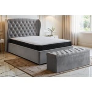 Plush Winged Bed Frame & Mattress Set - Optional Ottoman Storage Box | Wowcher
