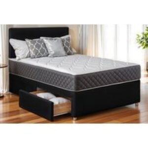 Divan Bed with Headboard & Memory Foam Mattress - Black