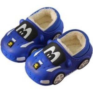 Kids' Car Cartoon Warm Non-Slip Slippers - Fleece-Lined