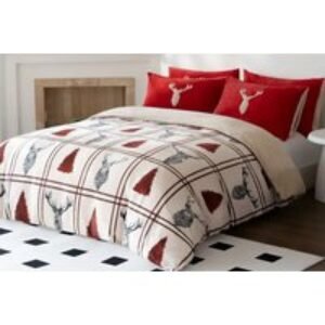 Teddy Bear Fleece Christmas Duvet & Pillow Case Set - 4 Sizes & 2 Designs | Wowcher