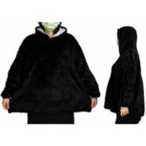 Unisex Black Lightweight Reversible Sherpa Hoodie Blanket - Unisex Summer Loungewear | Wowcher