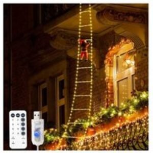 LED Santa Climbing Ladder Lights - Festive Pre-Lit Christmas Decoration for Indoors & Outdoors | Wowcher