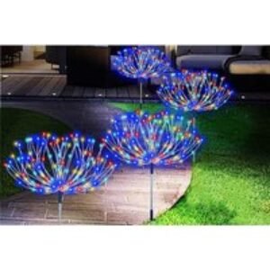 Set of 4 Solar Firework LED Christmas Lights - Outdoor Garden