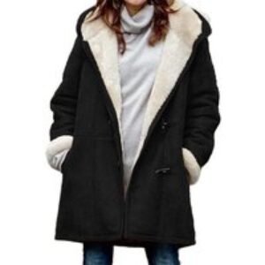 Grey Women's Longline Fleece Fur Parka Jacket - Thermal-Lined