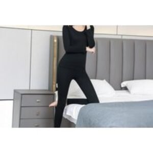 Black Women's Lightweight Thermal Lounge Set - Breathable Summer Pyjamas in 5 Colours | Wowcher