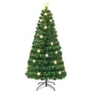 5 or 6ft Fiber Optic Artificial Christmas Tree with 21 Star LED Lights | Wowcher
