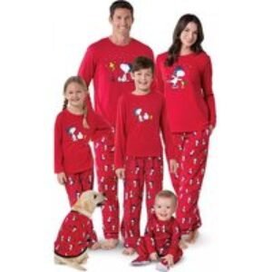 Unisex Black Cartoon  Lightweight Family Summer Pajamas Set - Breathable Cotton Blend