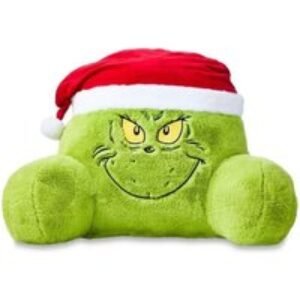 Eco-Friendly Cartoon Christmas Reading Pillow - Grinch & Tree Motif