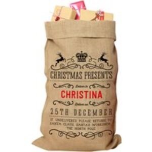 Personalised Christmas Santa Sack - Classic Hessian Gift Bag for Kids & Families | Wowcher