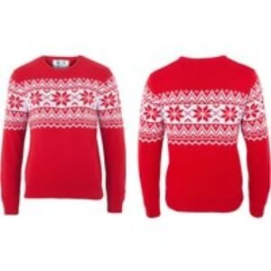 Unisex Blue Handmade Nordic Chunky Knit Christmas Jumper - Eco-Friendly Recycled Cotton Blend