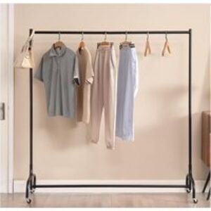 Extra Large Heavy Duty Metal Clothes Rail with Lockable Wheels - Matte Finish Bedroom Wardrobe Storage | Wowcher