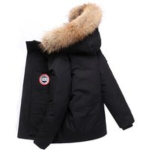 Unisex Black Unisex Waterproof Down Parka Jacket with Faux Fur Hood - Thermal