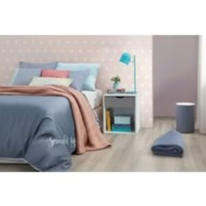 Contemporary White & Grey Bedside Table with Drawer - Compact Bedroom Storage Nightstand | Wowcher